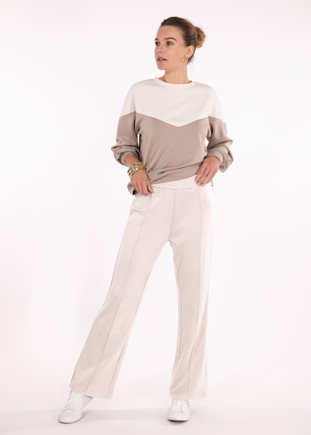 PANTALON DROIT COUTURE JESSIE CR??ME